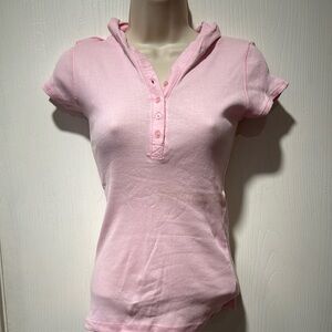 Y2K Baby Pink Tee With Hood Size Small